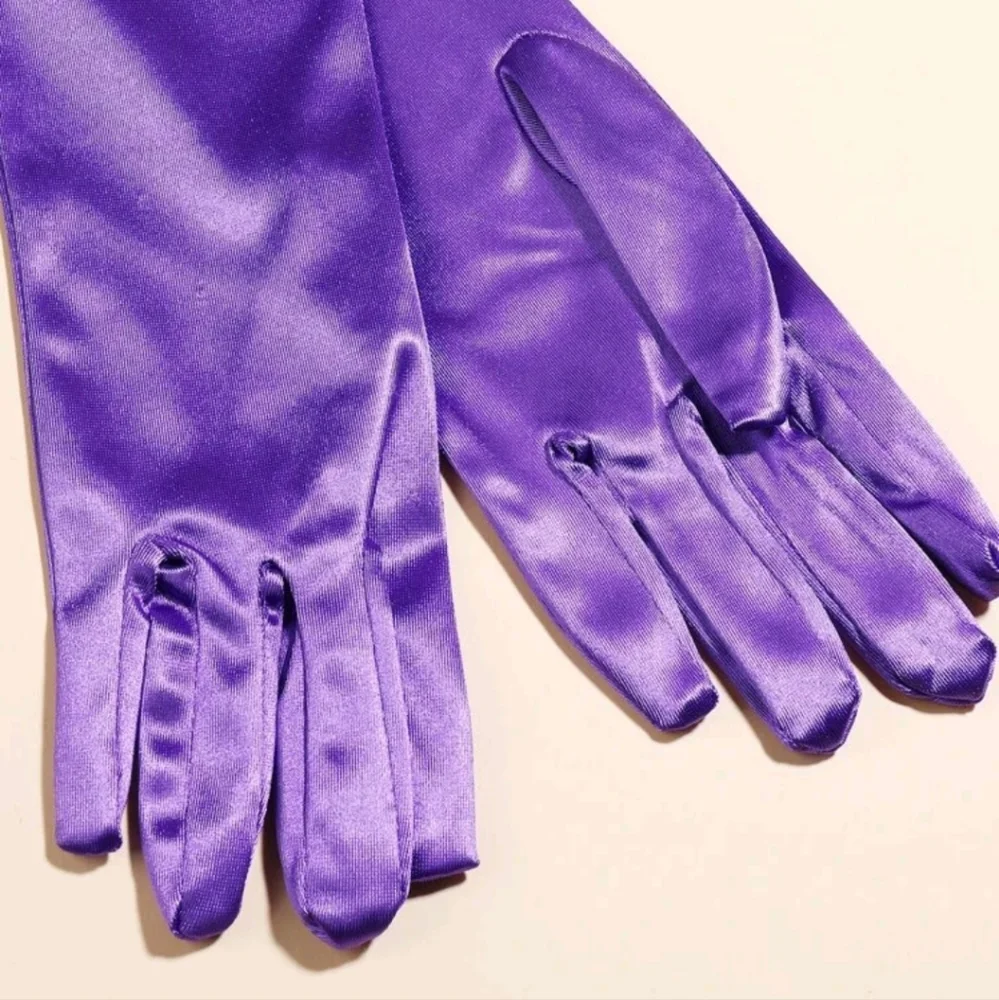 Boutique Pair of Women's Purple Elbow Length Satin Gloves 💜